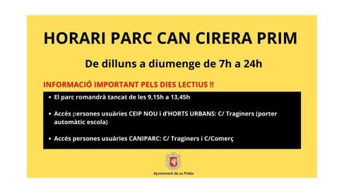 Horari Can Cirera Prim