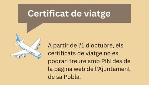 Canvís certificat de viatge